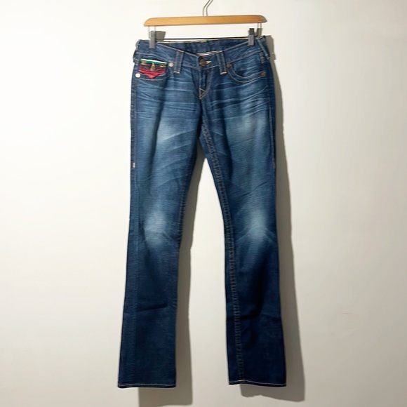 TRUE RELIGION Billy Baha Mexican Blanket Pocket flap jeans women size 26 - Picture 10 of 12